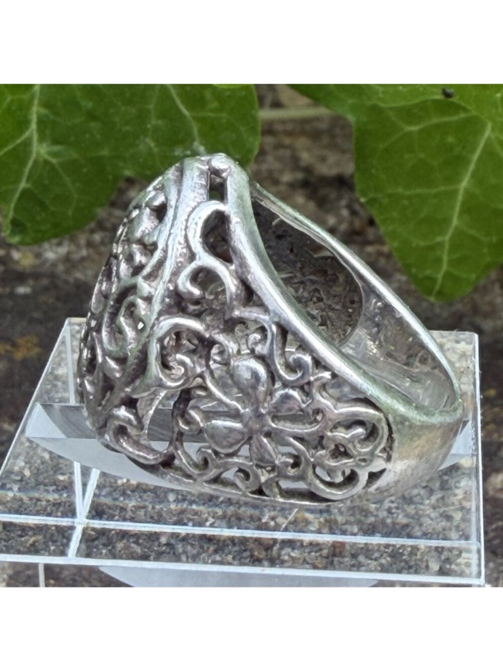 Sterling Silver 6.5 Butterfly Spiral Openwork Dome Statement Ring Boho Vintage - Picture 5 of 16